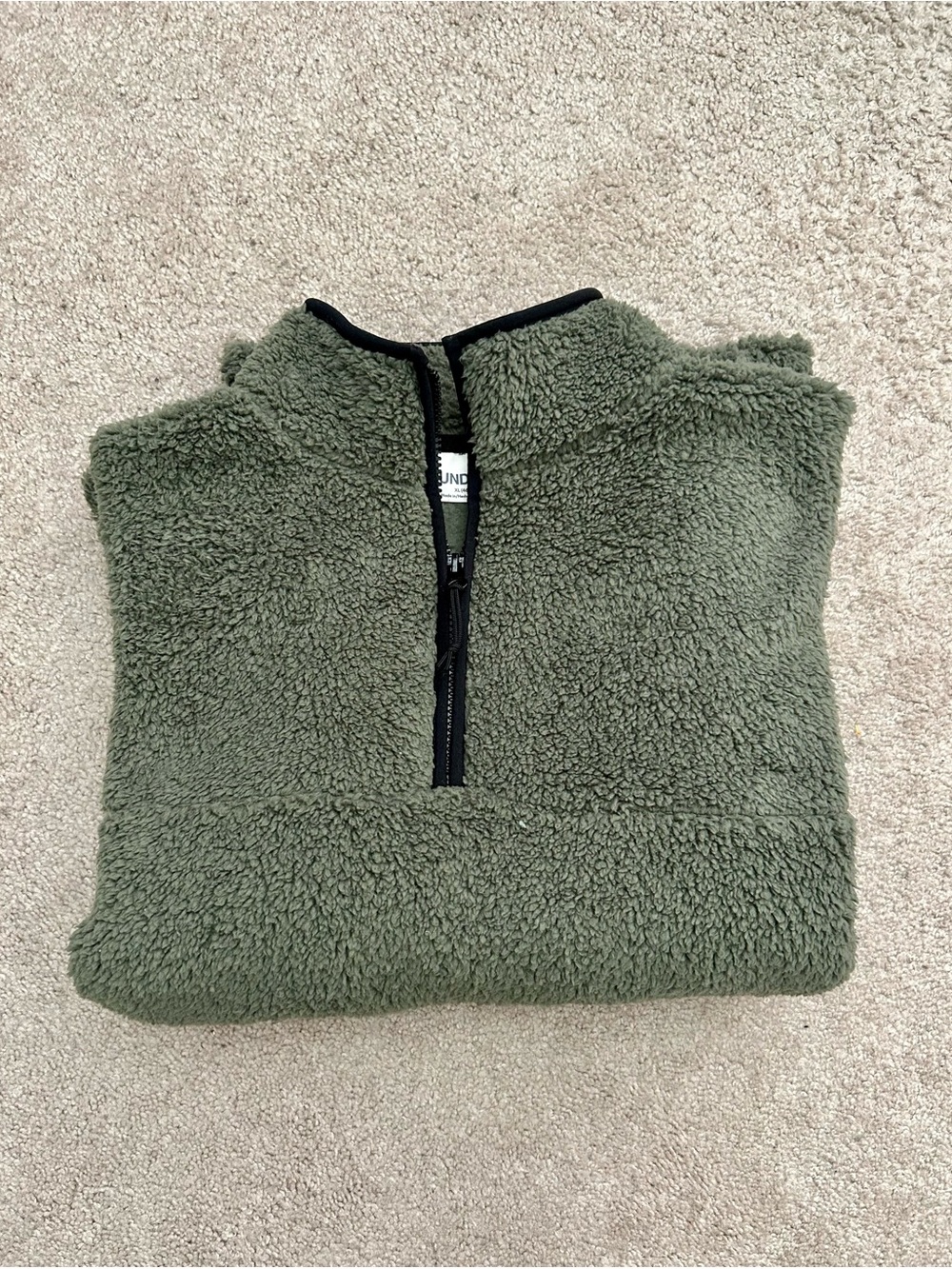 Men's Olive Green Sherpa Quarter-Zip